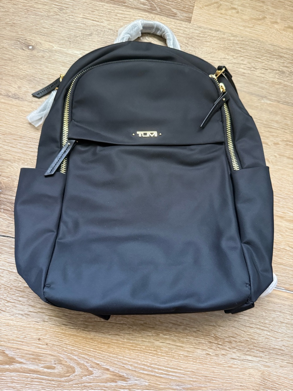 NWT TUMI Black Nylon Backpack with Gold Hardware